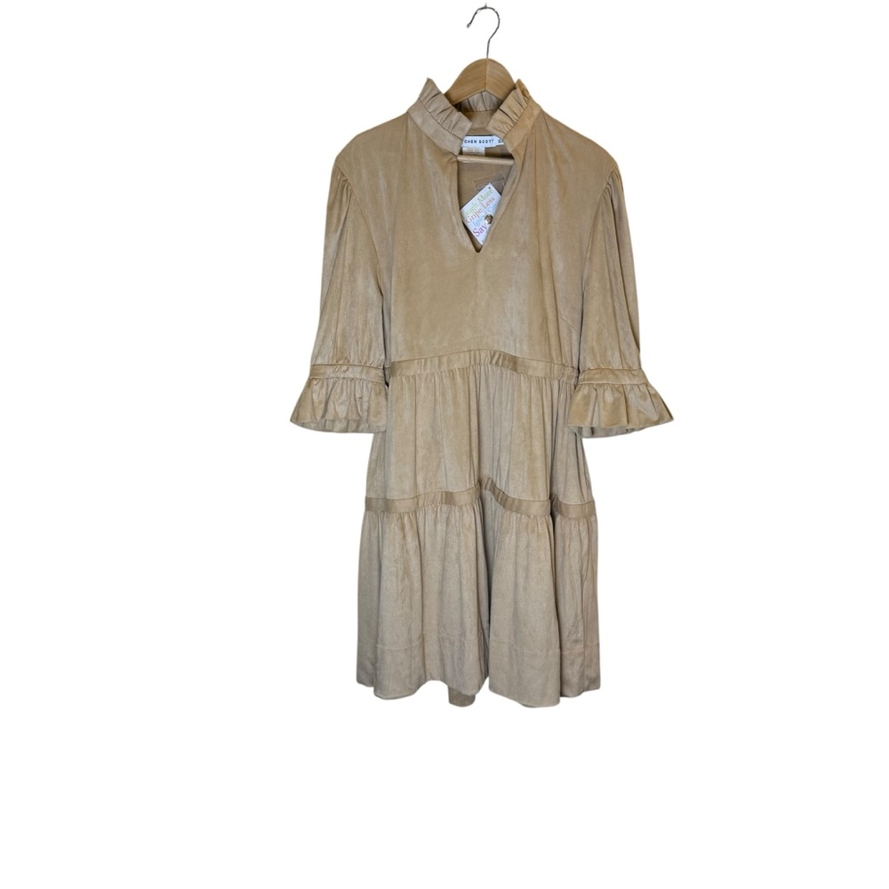 Gretchen Scott Designs Faux Suede Tan Midi Dress